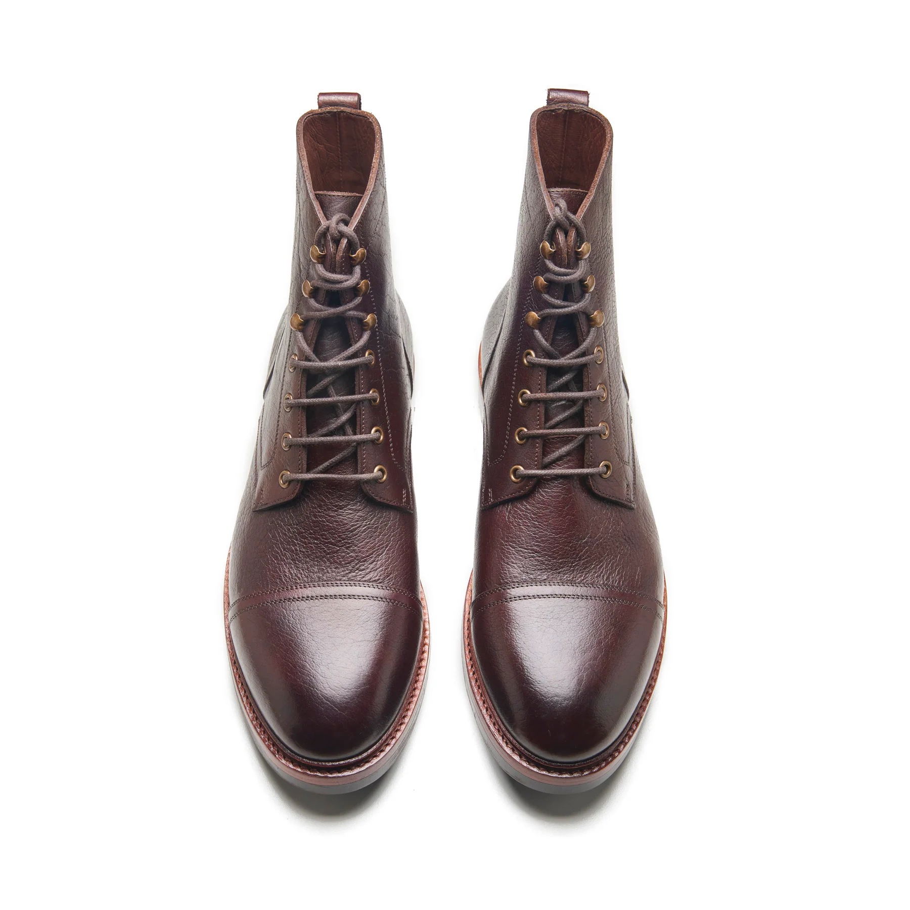 Dixon, Cap-Toe Derby Boot - Burgundy American Bison | Hand Welted Service Boots - Image 2